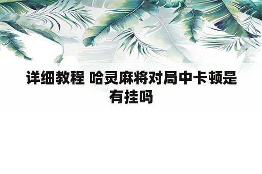 详细教程 哈灵麻将对局中卡顿是有挂吗