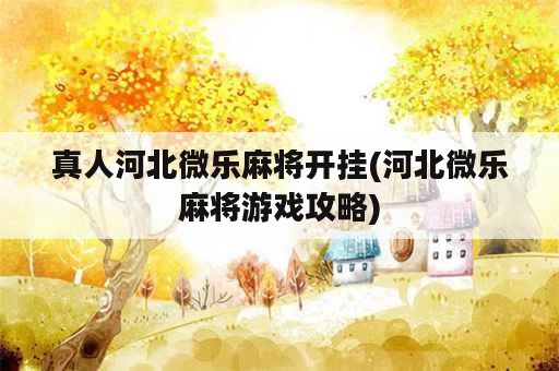 真人河北微乐麻将开挂(河北微乐麻将游戏攻略)