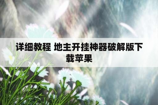 详细教程 地主开挂神器破解版下载苹果