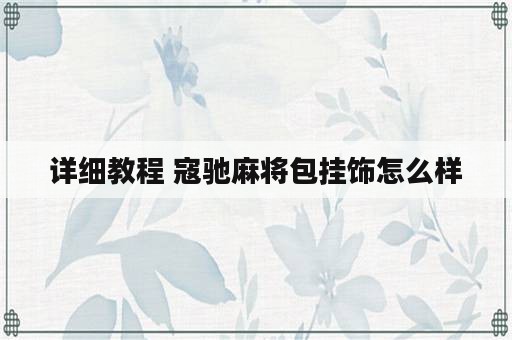 详细教程 寇驰麻将包挂饰怎么样