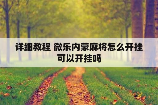 详细教程 微乐内蒙麻将怎么开挂可以开挂吗