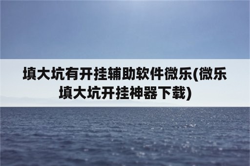 填大坑有开挂辅助软件微乐(微乐填大坑开挂神器下载)