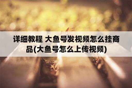 详细教程 大鱼号发视频怎么挂商品(大鱼号怎么上传视频)