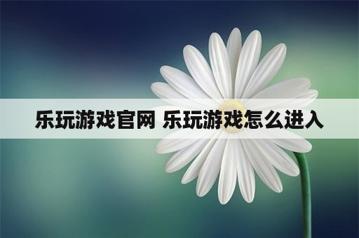 乐玩游戏官网 乐玩游戏怎么进入