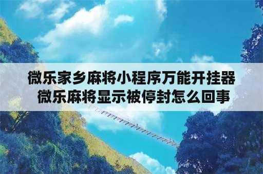 微乐家乡麻将小程序万能开挂器 微乐麻将显示被停封怎么回事