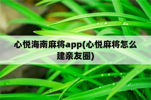 心悦海南麻将app(心悦麻将怎么建亲友圈)