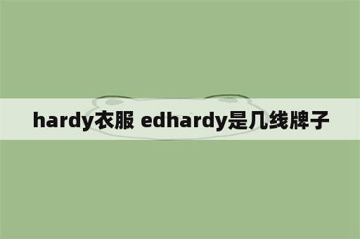 hardy衣服 edhardy是几线牌子