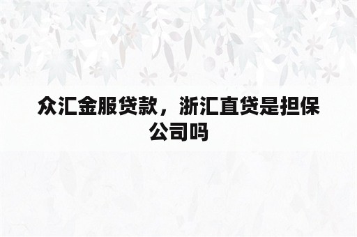 众汇金服贷款，浙汇直贷是担保公司吗