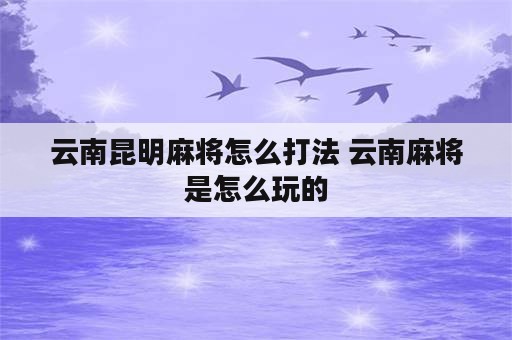 云南昆明麻将怎么打法 云南麻将是怎么玩的