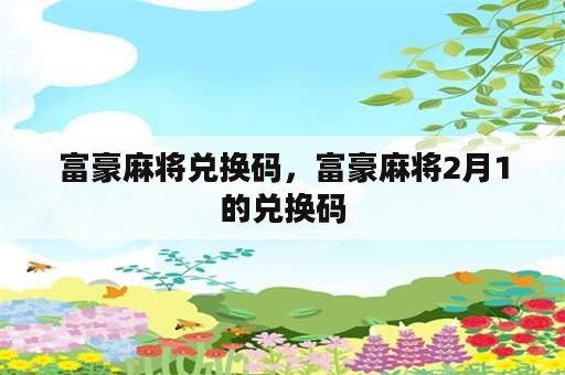 富豪麻将兑换码，富豪麻将2月1的兑换码