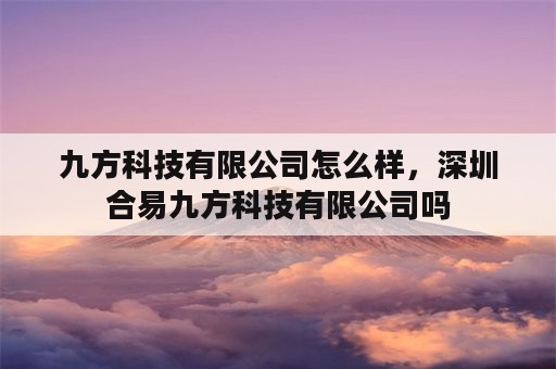 九方科技有限公司怎么样，深圳合易九方科技有限公司吗