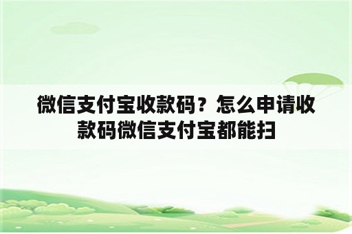 微信支付宝收款码？怎么申请收款码微信支付宝都能扫