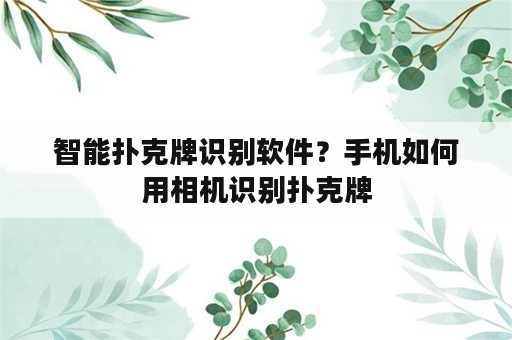 智能扑克牌识别软件？手机如何用相机识别扑克牌