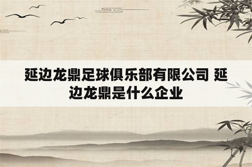 延边龙鼎足球俱乐部有限公司 延边龙鼎是什么企业