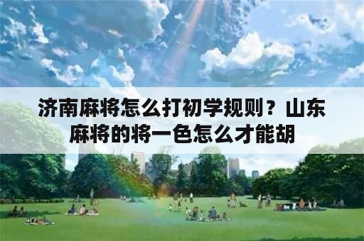 济南麻将怎么打初学规则？山东麻将的将一色怎么才能胡