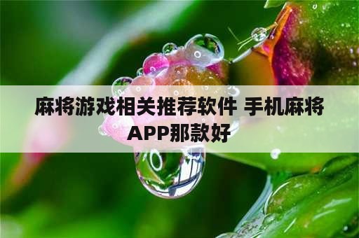 麻将游戏相关推荐软件 手机麻将APP那款好