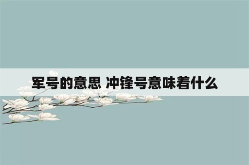 军号的意思 冲锋号意味着什么