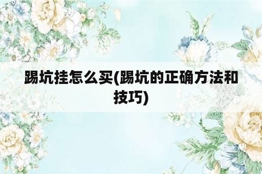 踢坑挂怎么买(踢坑的正确方法和技巧)