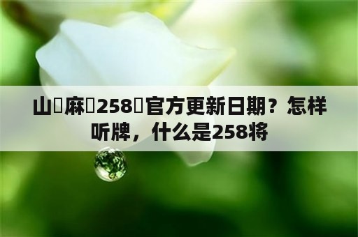 山東麻將258將官方更新日期？怎样听牌，什么是258将