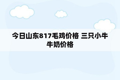 今日山东817毛鸡价格 三只小牛牛奶价格