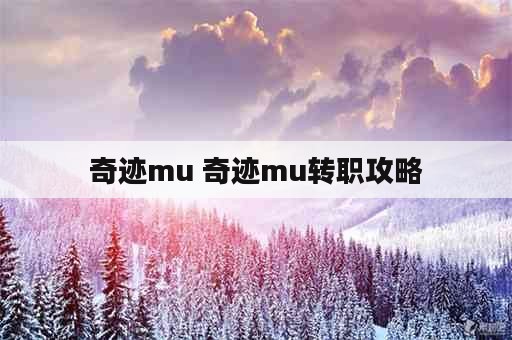 奇迹mu 奇迹mu转职攻略