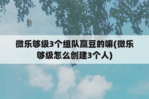 微乐够级3个组队赢豆的嘛(微乐够级怎么创建3个人)