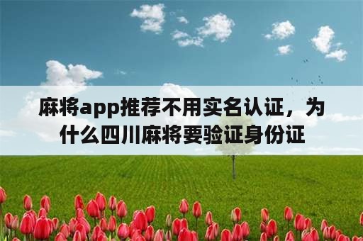 麻将app推荐不用实名认证，为什么四川麻将要验证身份证