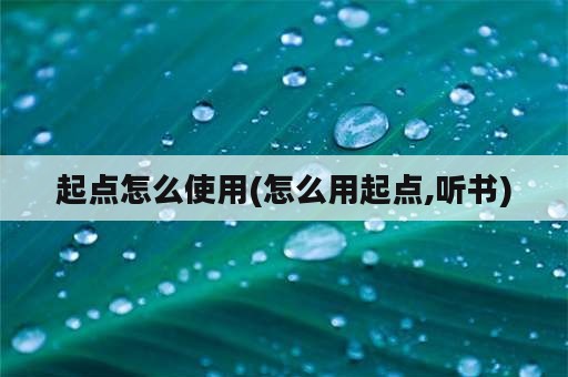 起点怎么使用(怎么用起点,听书)