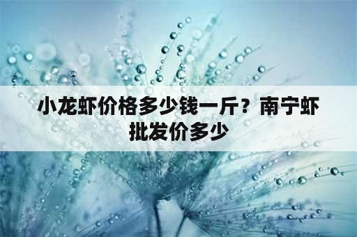 小龙虾价格多少钱一斤？南宁虾批发价多少