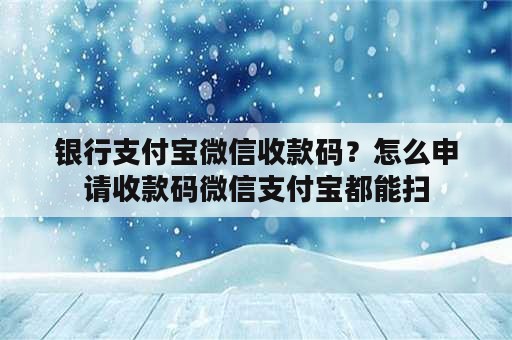 银行支付宝微信收款码？怎么申请收款码微信支付宝都能扫