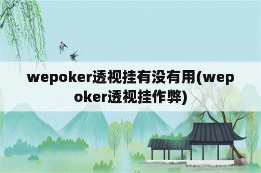 wepoker透视挂有没有用(wepoker透视挂作弊)