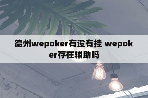 德州wepoker有没有挂 wepoker存在辅助吗