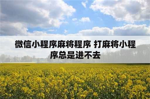 微信小程序麻将程序 打麻将小程序总是进不去