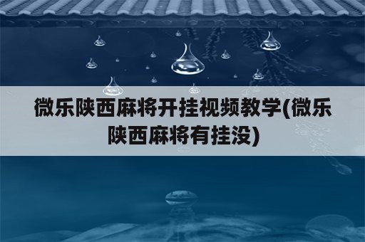 微乐陕西麻将开挂视频教学(微乐陕西麻将有挂没)