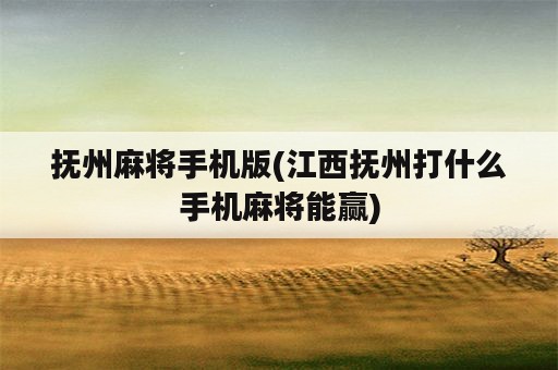 抚州麻将手机版(江西抚州打什么手机麻将能赢)