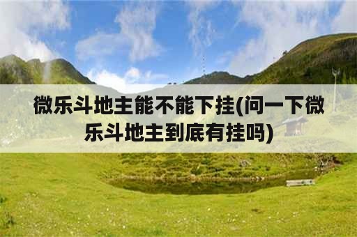 微乐斗地主能不能下挂(问一下微乐斗地主到底有挂吗)