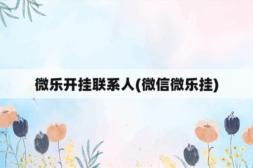 微乐开挂联系人(微信微乐挂)