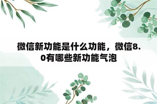 微信新功能是什么功能，微信8.0有哪些新功能气泡