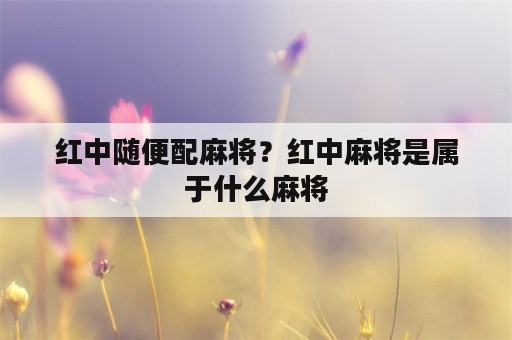 红中随便配麻将？红中麻将是属于什么麻将