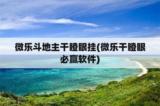 微乐斗地主干瞪眼挂(微乐干瞪眼必赢软件)