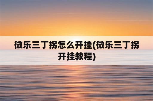 微乐三丁拐怎么开挂(微乐三丁拐开挂教程)