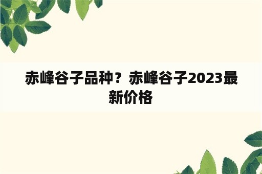 赤峰谷子品种？赤峰谷子2023最新价格