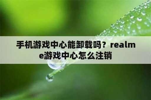 手机游戏中心能卸载吗？realme游戏中心怎么注销