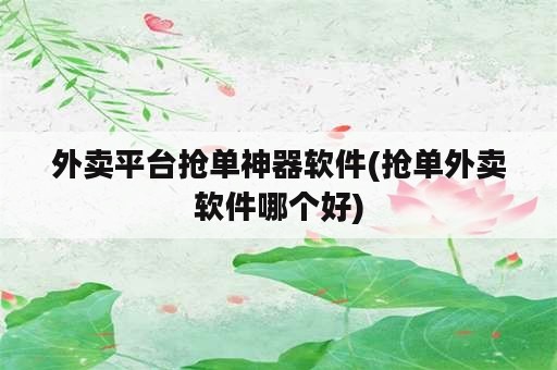 外卖平台抢单神器软件(抢单外卖软件哪个好)