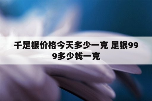 千足银价格今天多少一克 足银999多少钱一克