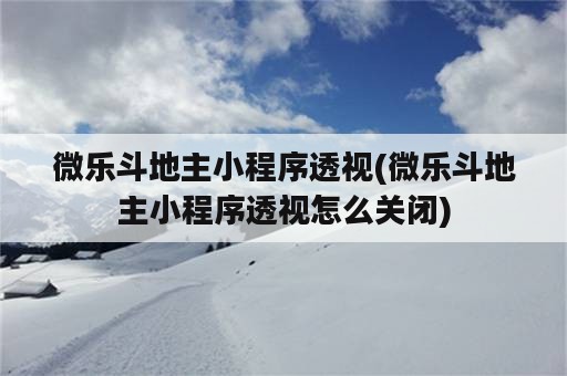 微乐斗地主小程序透视(微乐斗地主小程序透视怎么关闭)