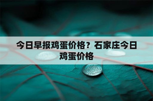 今日早报鸡蛋价格？石家庄今日鸡蛋价格