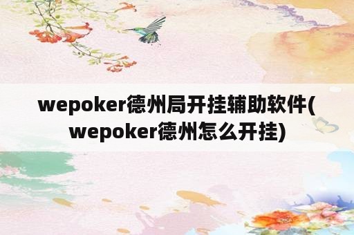 wepoker德州局开挂辅助软件(wepoker德州怎么开挂)