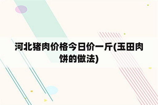 河北猪肉价格今日价一斤(玉田肉饼的做法)