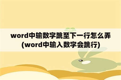 word中输数字跳至下一行怎么弄(word中输入数字会跳行)